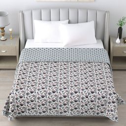 ZAHYA White & Blue Floral Mild Winter 150 GSM Double Bed Dohar-image-50