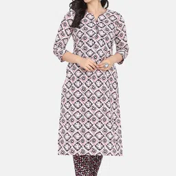 DIVASTRI Women Floral Printed Regular Pure Cotton Kurta with Trousers & With Dupatta-picture-47