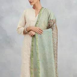 Fabindia Ethnic Motifs Printed Cotton Silk Dupatta-18