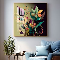 THE NEXT DECOR Midnight Petals Glass Finish Square Wall Art-image-95