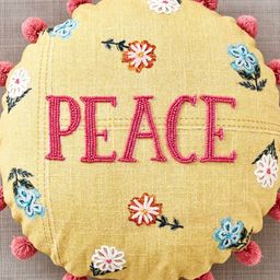 Home CentreYellow & Pink Pre-Filled Round Embellished Cushion-image-96
