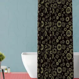 ArtzFolio Black and Yellow Geometric Printed Waterproof Shower Curtain-image-77