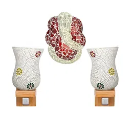 Somil Indore Mosaic Decorative Lamp Combo of Matching Wall Lamp & Blessing God Ganesh Wall Lamp, Multi Compatible with LED, Size: 12 X 12 X 22 Cm, Pack of 3.-image-87