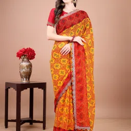 LeeliPeeri Designer Bandhani Printed Mirror Work Saree-picture-18