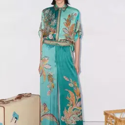 Routes by All About You Printed Shirt Collar Shirt WithPalazzos Co-Ords-image-60