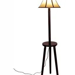 Devansh Black & White Wooden Floor Lamp-9