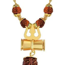 Divine souvenirs Unisex Gold-Plated Rudraksha Beaded Statement Chain-18