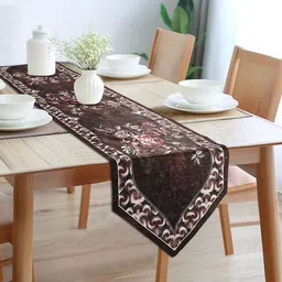 Kuber Industries Pink & Brown Cotton Floral Printed Table Runner-31