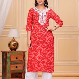 NEW4U Women Floral Embroidered Mirror Work Floral Kurta-picture-50