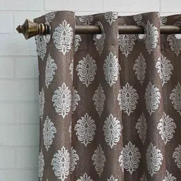 Ariana Brown & Silver-Toned Ethnic Motifs Room Darkening Long Door Curtain-image-82