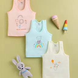 Redden Infant Boys Pack Of 3 Printed Pure Cotton Basic Vests-picture-5