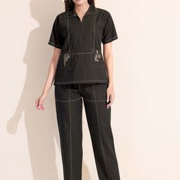 Arela Denim Top & Trousers Co-Ord Set-image-9