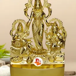 DARIDRA BHANJAN Gold-Toned Laxmi Ganesh Saraswati Religious Idol Showpiece-image-24