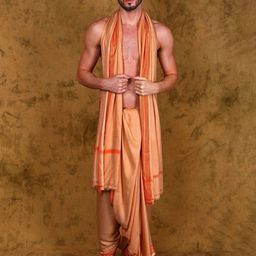 Exotic Men Jute Fiber Dhoti and Angavastram Set with Woven Border from Varanasi-image-25