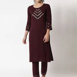 G4Girl Women Embroidered Regular Kurta with Trousers-49
