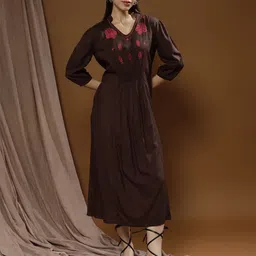 Boho By Athena Bohemian Embroidered A-Line Midi Dress-image-25
