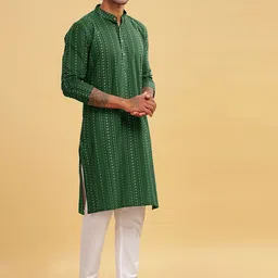 Anouk Men Printed Thread Work Kurta image 3
