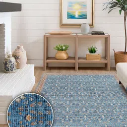 Kaleen India Blue Traditional Anti-Skid Polyester Carpet-image-39