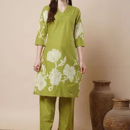 FASHOR Abstract Floral Printed Straight Fit Tunic & Trousers Co-Ord Set-picture-21