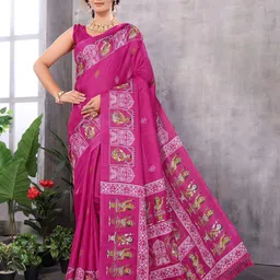 Lookmark Ethnic Motifs Kalamkari Printed Saree-image-21