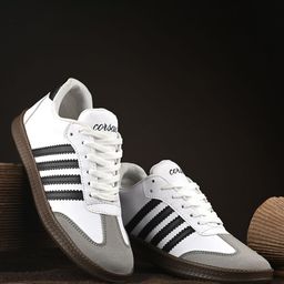 Corsac Men Striped Round Toe Lace-Ups Sneakers-image-74