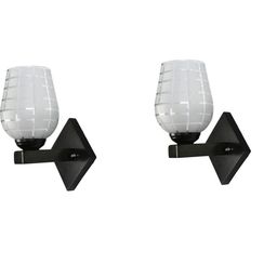 1ST TIME Grey & White Set Of 2 Solid Glass Traditional Cylinder Wall Lamps-picture-43