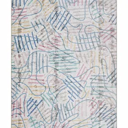 Kaleen India Teal Abstract Anti-Skid Polyester Carpet-21