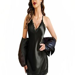 VAIA Women Solid Satin Nightdress-picture-34