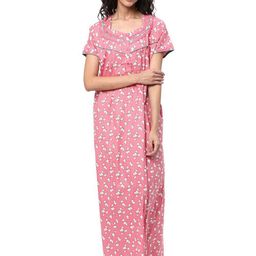 KOVIRA Women Pure Cotton Printed Maxi Nightdress-image-88