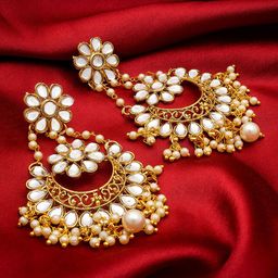 Anouk Gold Plated Kundan Studded Crescent Shaped Chandbalis-image-27