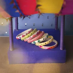 Taasha Craft Set Of 7 Threaded & Mirror Studded Bangles image 5