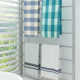 Aura White & Blue 4 Printed Cotton 210 GSM Bath Towel-image-28