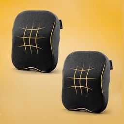 betterhood Pack of 2 Black Memory Foam Ergonomic Neck Support Car Cushions-picture-0