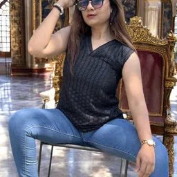 Bhanderi Fashion Women Checked Sleeveless Top-image-55