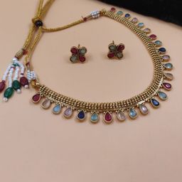JYONA Gold-Plated Stone Studded Jewellery Set-17