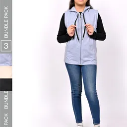 BAESD Girls Pack Of 3 Hooded Lightweight Fleece Open Front Jackets-picture-34