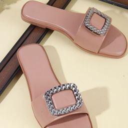 Kook N Keech Women Peach Solid Synthetic Open Toe Flats-picture-39