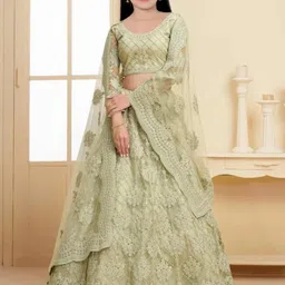 F Plus Fashion Girls Embellished Semi-Stitched Lehenga Set With Dupatta-picture-11