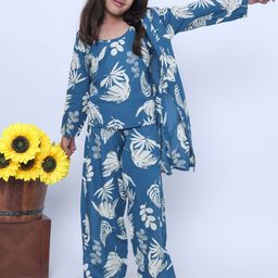 OKARA Girls Floral Printed Top With Trousers-image-75