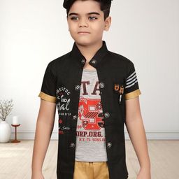 FASHION GRAB Boys Typography Printed Classic Fit Pure Cotton Casual Shirt-image-24