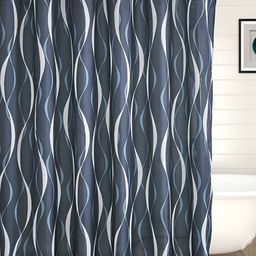 Home Centre Blue & White Printed Water Repellent Shower Curtains-6