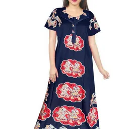 AAKARSHANA CREATION Blue Pure Cotton Maxi Printed Nightdress-picture-25