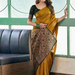 VILLE FASHION Woven Design Zari Art Silk Kanjeevaram Saree-picture-27