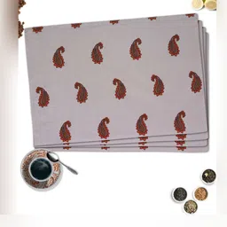 HOME COLORS.IN 4-Pcs Pink &Red Printed Cotton Table Placemats-34