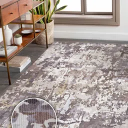 Kaleen India Grey Abstract Anti-Skid Polyester Carpet-38
