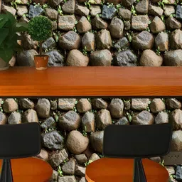 INDIAN ROYALS Brown Nature Stones With Leaves Printed Self-Adhesive & Durable Wall Sticker-image-58