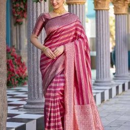 SWAMI STUDIO Ethnic Motifs Zari Pure Silk Designer Banarasi Saree-picture-40