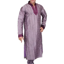 Exotic India Striped Patchwork Wedding Kurta With Churidar-image-44