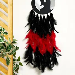 COLOR SPLASH Black & Red Couple On Moon Hanging Dream Catcher Wall Decor-image-91