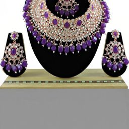 VATSALYA creation Women Purple Rose Gold-Plated Jewellery Set-57